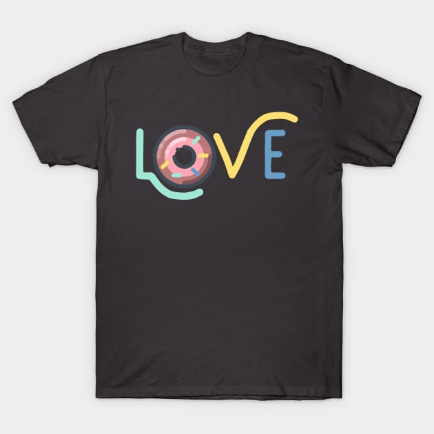 Crispy Creamy Icing Sprinkles Donut Love T-Shirt by Contentarama